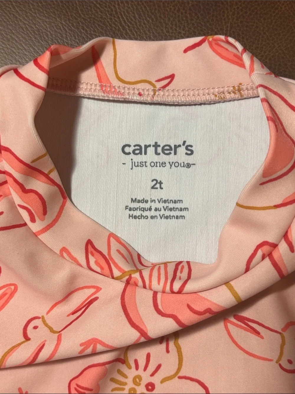 Carter's Pink Flamingo & Floral Long-Sleeve Swim Rashguard Girl Size 2T
